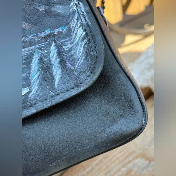 COACH Soft Tabby Bag, Leather & Pewter Hardware- Black 🖤 *Handpainted - Picture 16 of 17